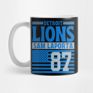 Detroit Lions Laporta 87 American Flag Football Mug